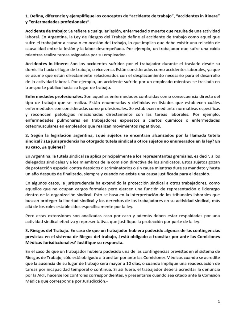 Conceptos Clave de Riesgos Laborales en Argentina | PDF | Derecho ...