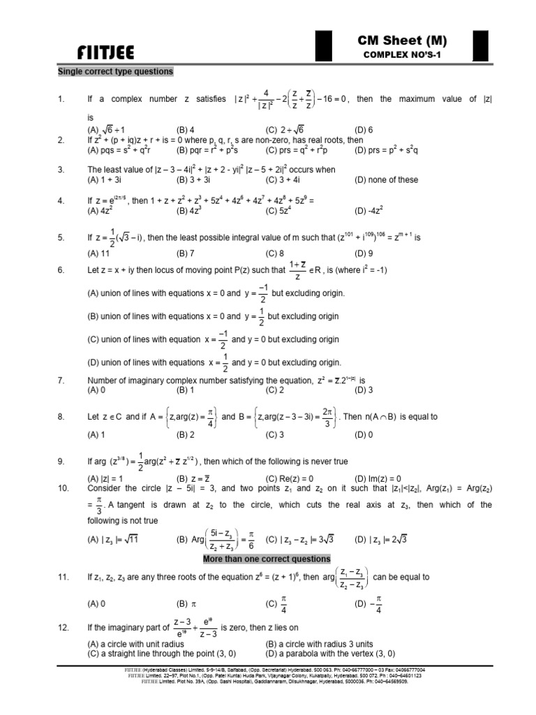 3 complex no s sheet 1 pdf elementary geometry elementary