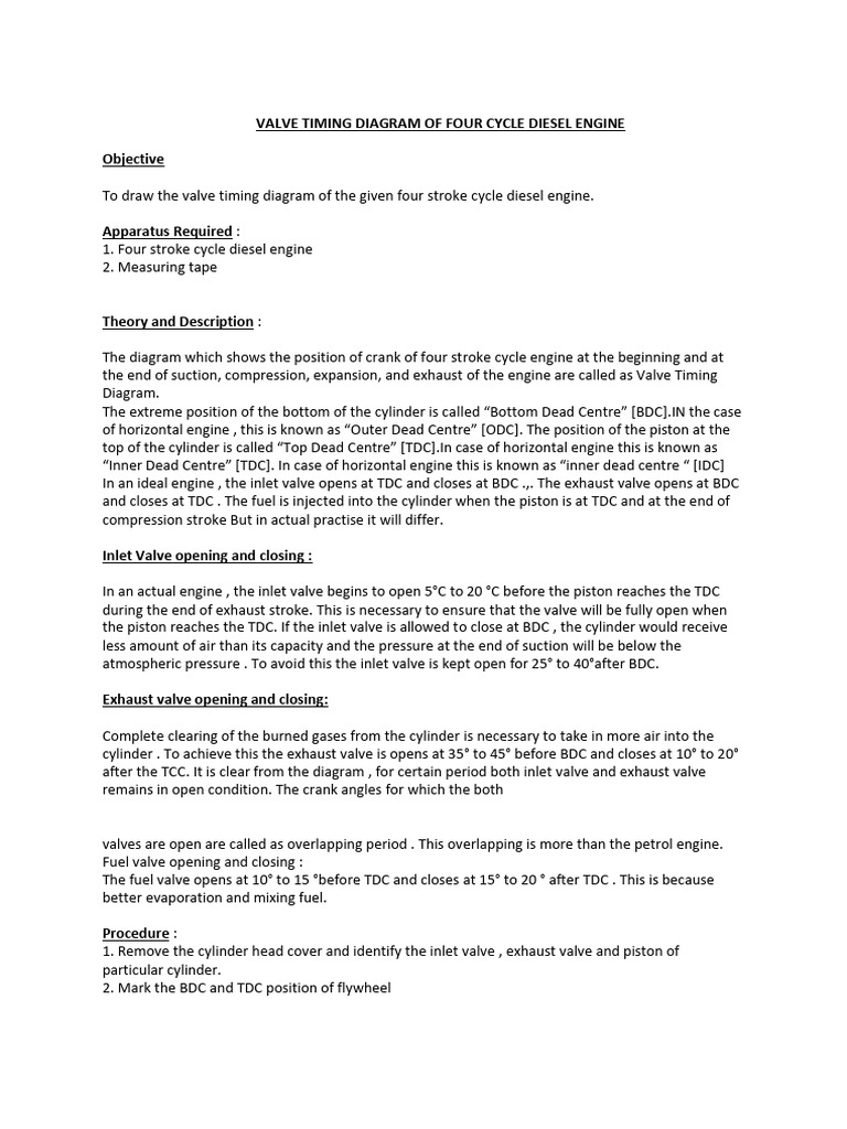 Valve Timing Diagram for Diesel Engine | PDF | Diesel Engine | Engines
