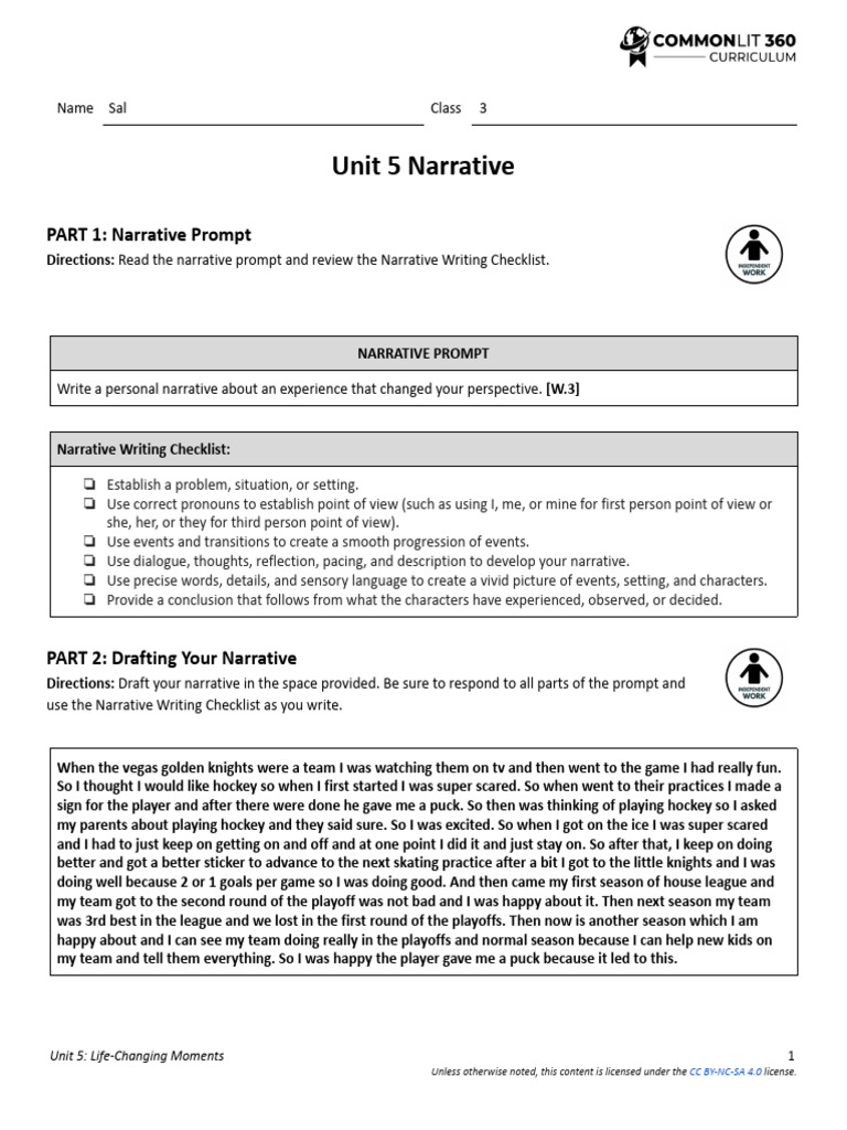 Life-Changing Hockey Experience Narrative | PDF | Narration | Narrative