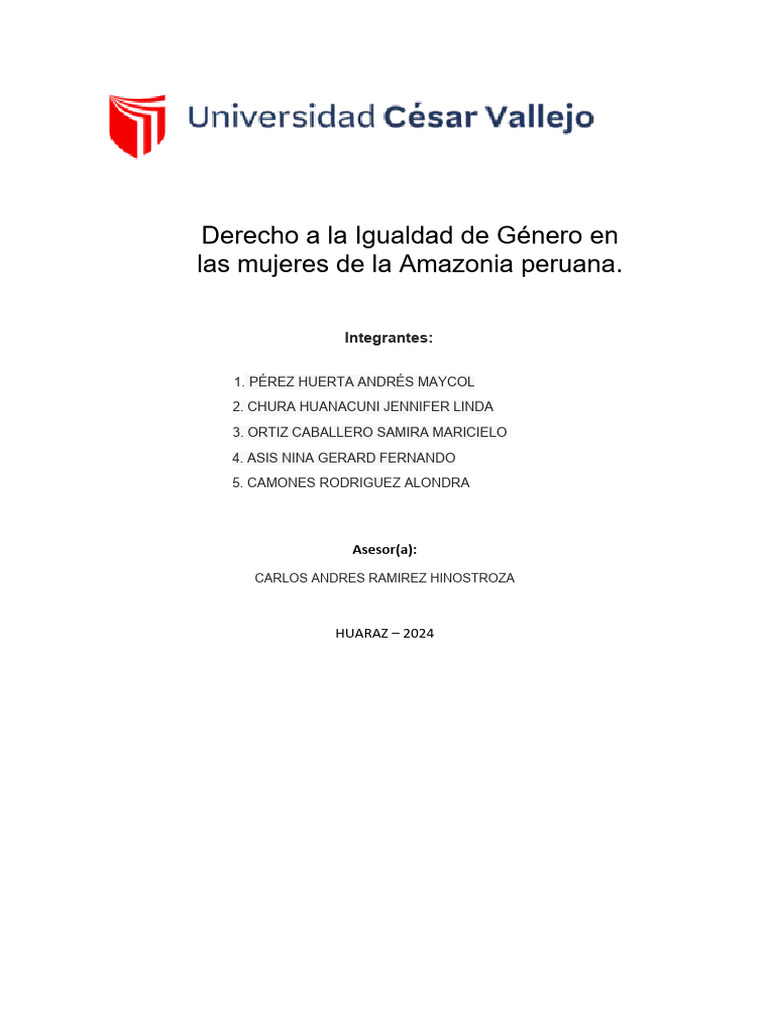 Igualdad de Género en Mujeres Amazónicas | PDF | Desigualdad social ...