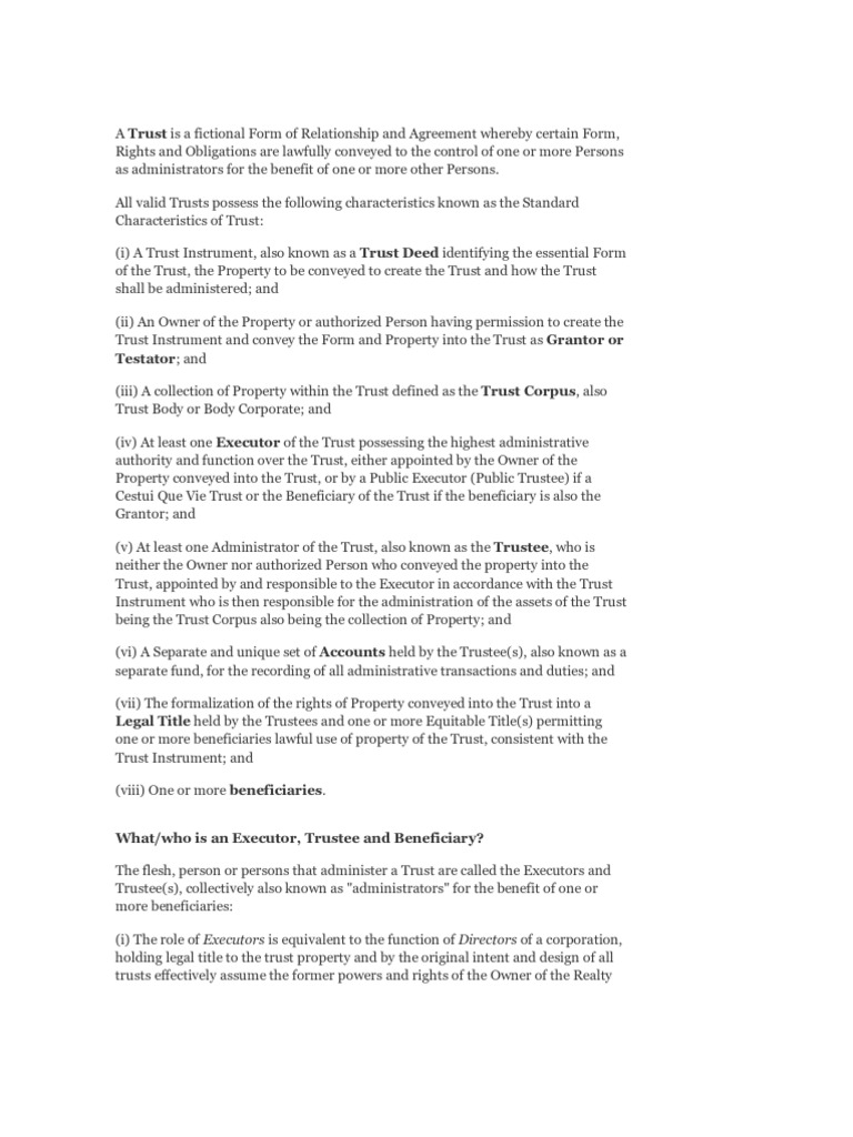 What Is A Trust PDF Trust Law Trustee
