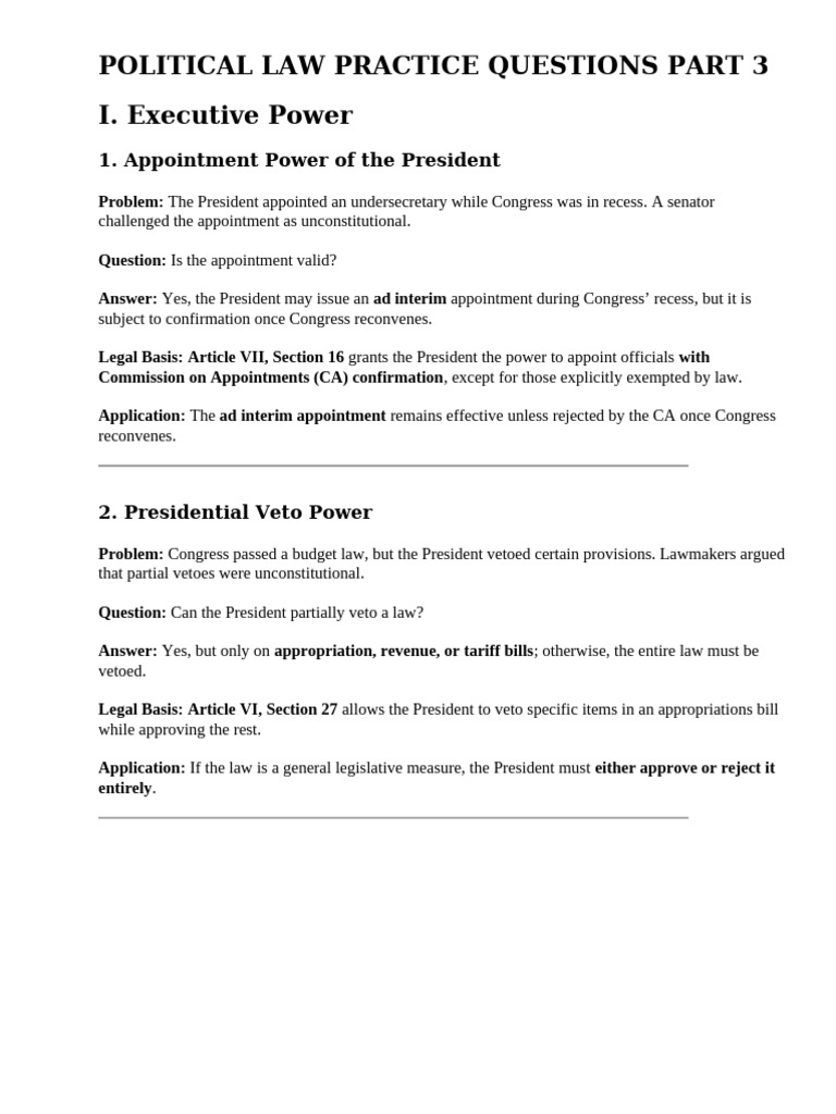 Political Law Practice Questions Part 3 | PDF | United States Congress ...