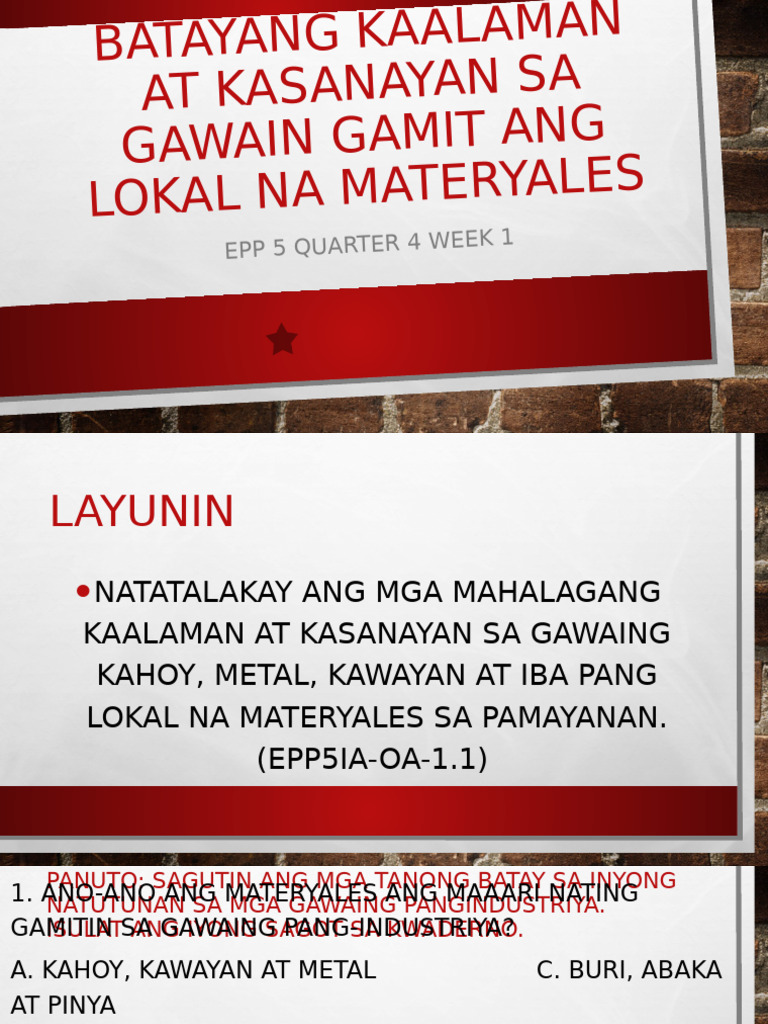 EPP 5 Q4 IA Week 1 | PDF