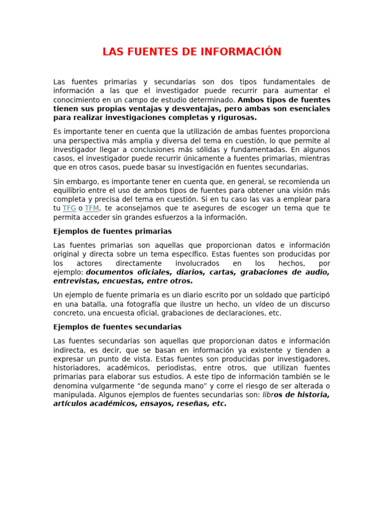 Las Fuentes de Información | PDF | Información