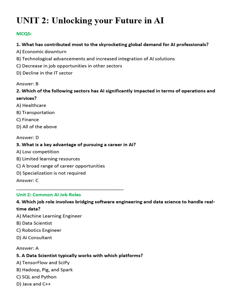 AI Career Paths and Essential Skills | PDF | Artificial Intelligence ...