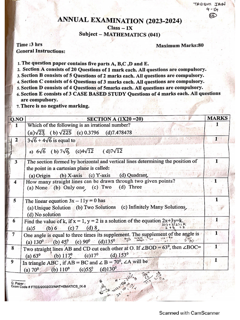 Maths Grade 9 Term 2 Paper - 20250217090709 | PDF