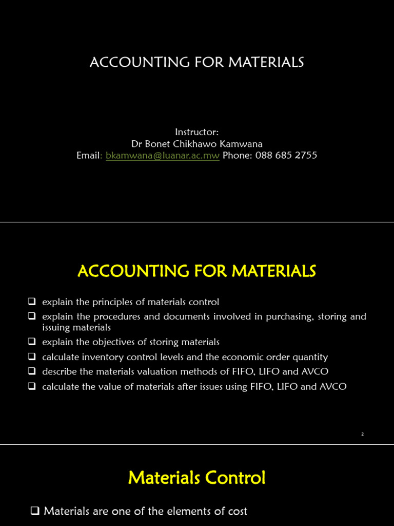 Accounting for Materials_091310 | PDF | Economies | Business Economics