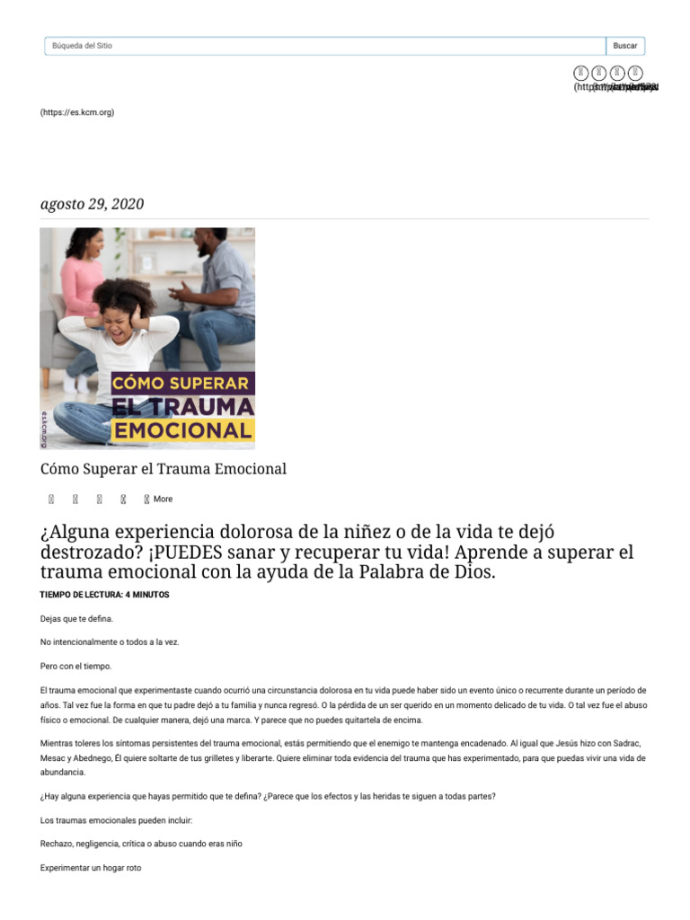 Supera el Trauma Emocional con Fe | PDF | Trauma psicólogico | Las ...