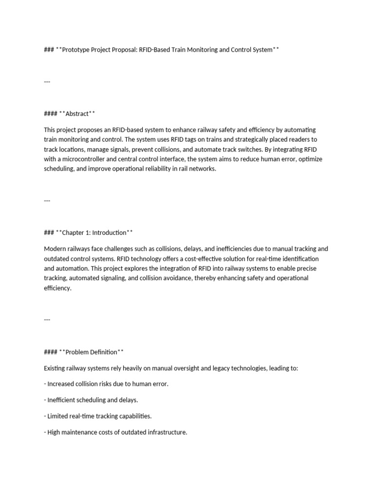 RFID Train Monitoring System Proposal | PDF | Radio Frequency ...