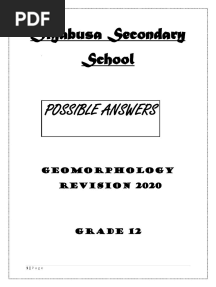 Geomorphology Revision Activities Possible Answers for Grade 12 2020-1