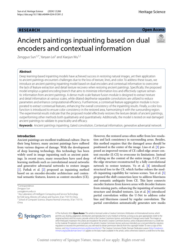 Ancient Paintings Inpainting Based On Dual Encoder | PDF | Deep ...