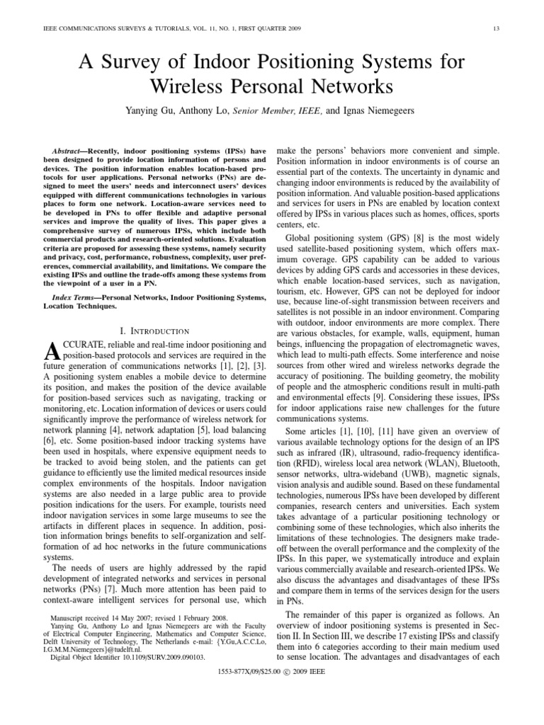 A Survey of Indoor Positioning Systems For Wireless Personal Networks ...