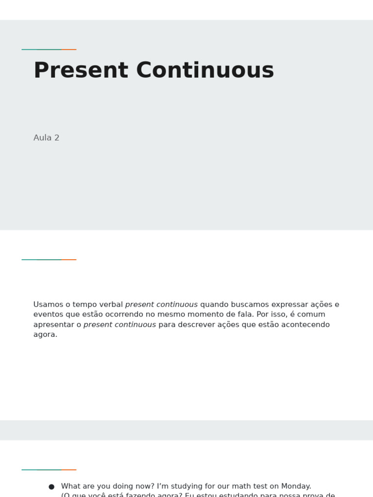 Present Continuous | PDF | Meal | Cuisine