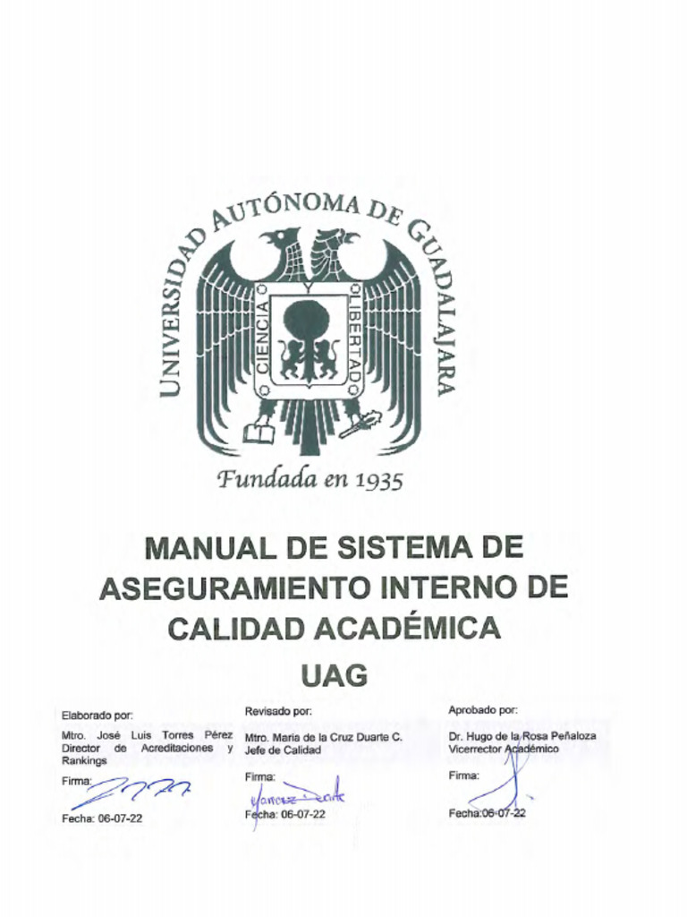 Manual de Sistema de Aseguramiento Interno de Calidad-UAG | PDF