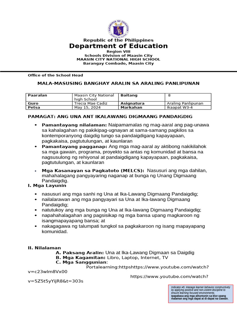 Ap 8 Week 1-2 | PDF