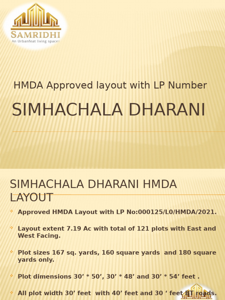 Simhachala Dharani HMDA Layout Details | PDF