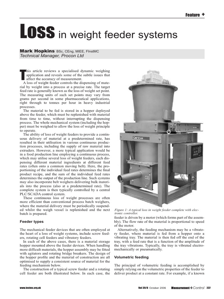 Photo inspiration: Picture Idea: Loss In Weight Feeder Systems Overview Pdf Calibration