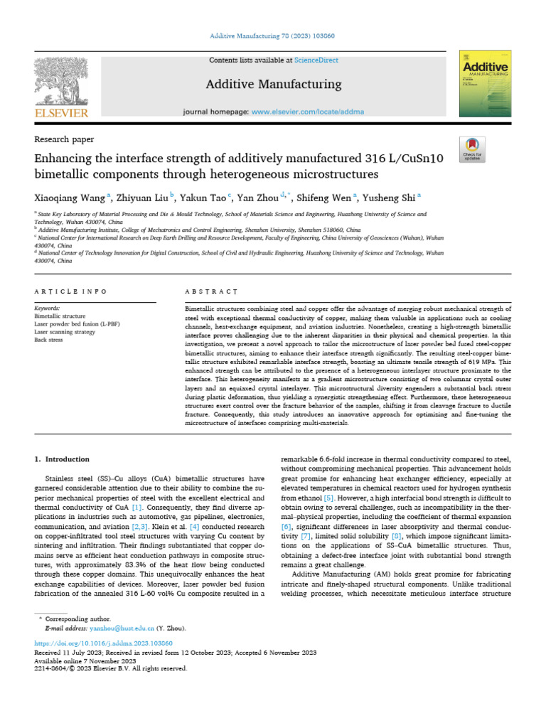 Enhancing The Interface Strength of Additively Manufactured 316 L ...