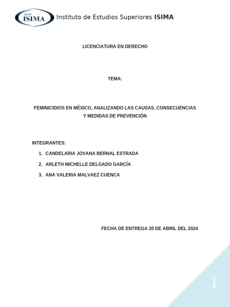 Feminicidios en México: Causas y Prevención | PDF | La violencia contra ...