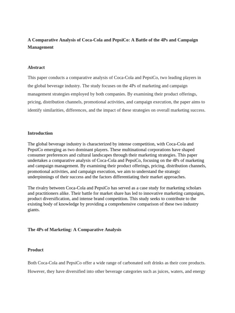 Coca-Cola vs PepsiCo: Marketing Strategies Comparison | PDF | Pepsi Co ...