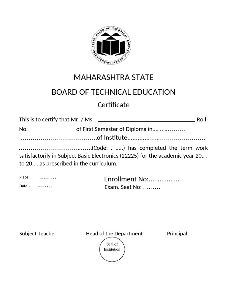 Diploma Certificate in Basic Electronics | PDF