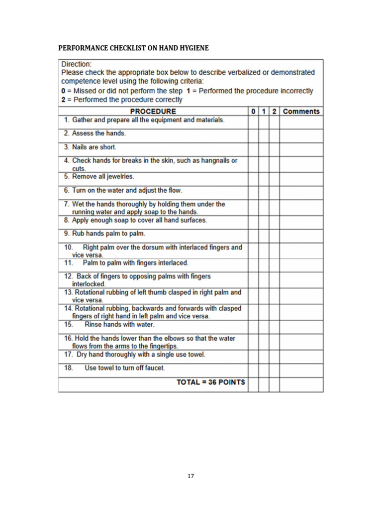 Handwashing Checklist11 | PDF