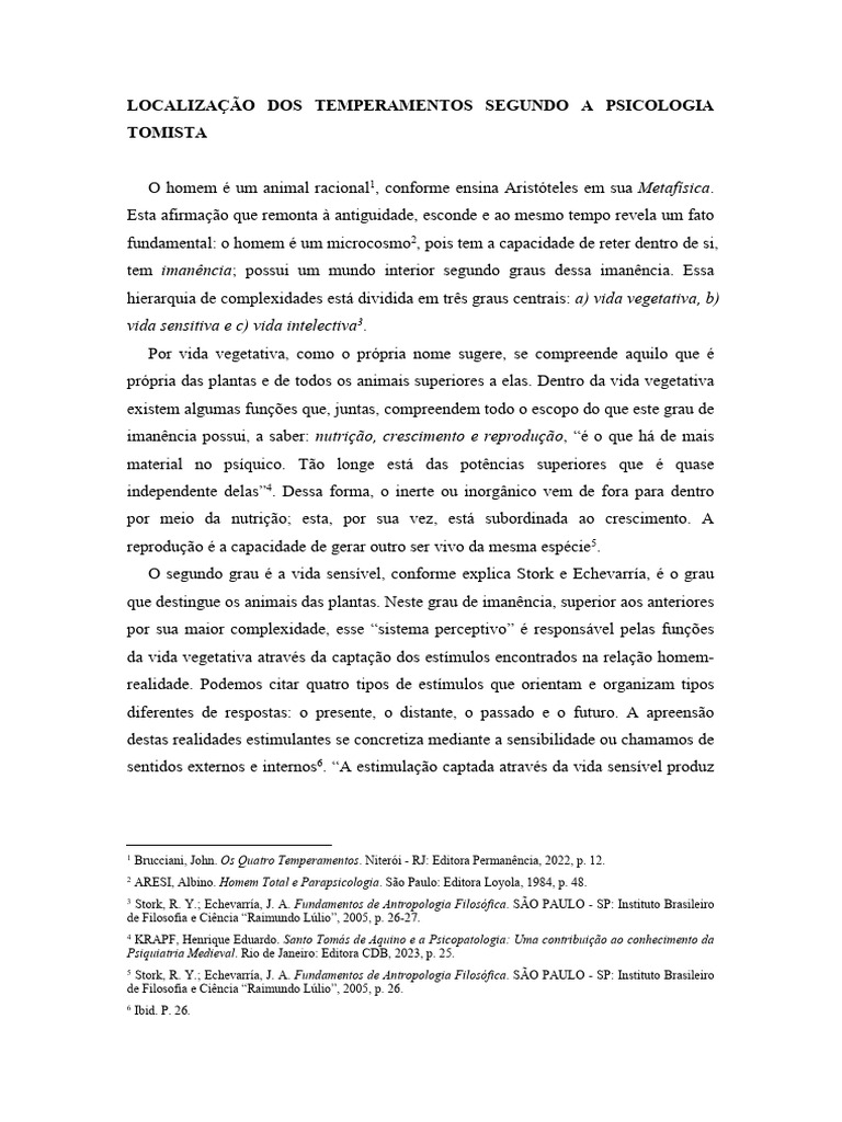 Temperamentos e Vida Intelectiva Humana | PDF | Vida | Aristóteles