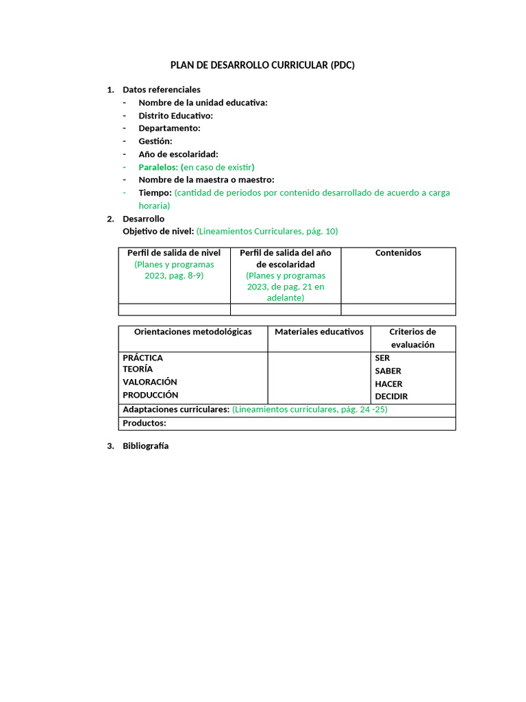 Plan de Desarrollo Curricular 2023 | PDF