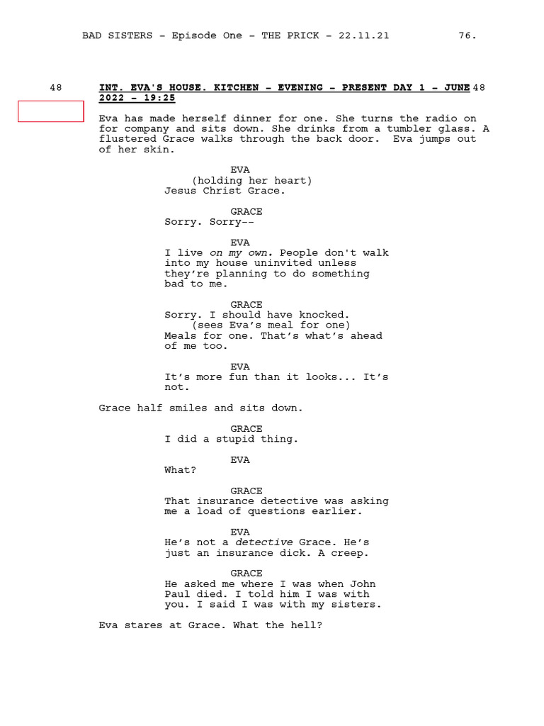 Bad Sisters Pilot: The Prick Script | PDF