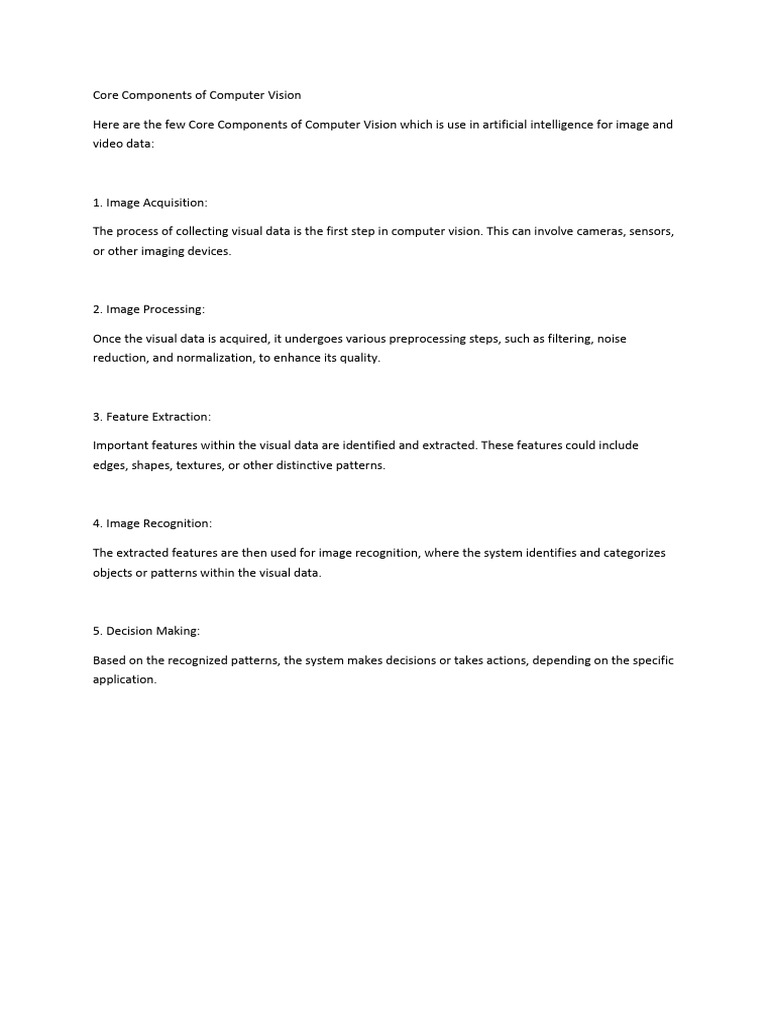 Core Components of Computer Vision | PDF