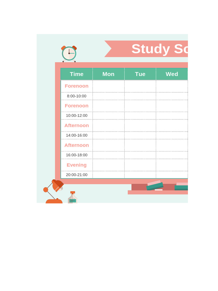 Study Schedule Template Instructions | PDF