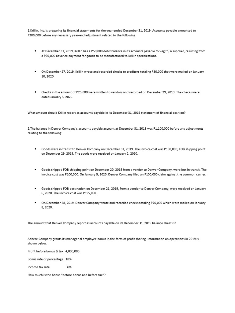 Accounts Payable Adjustments and Bonuses | PDF