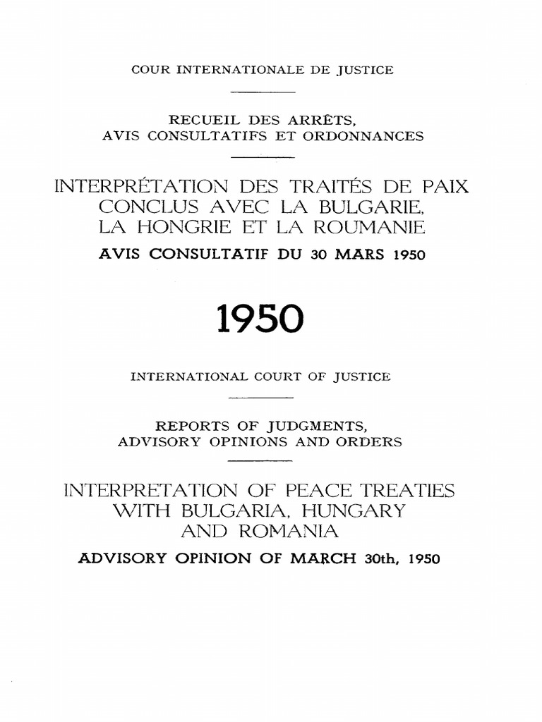 ICJ Advisory Opinion on Peace Treaties | PDF | Treaty | United Nations ...