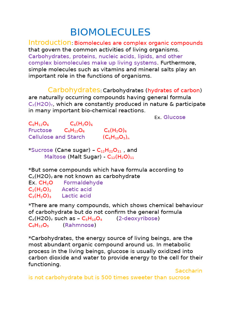 Understanding Biomolecules: Carbohydrates | PDF | Carbohydrates | Glucose