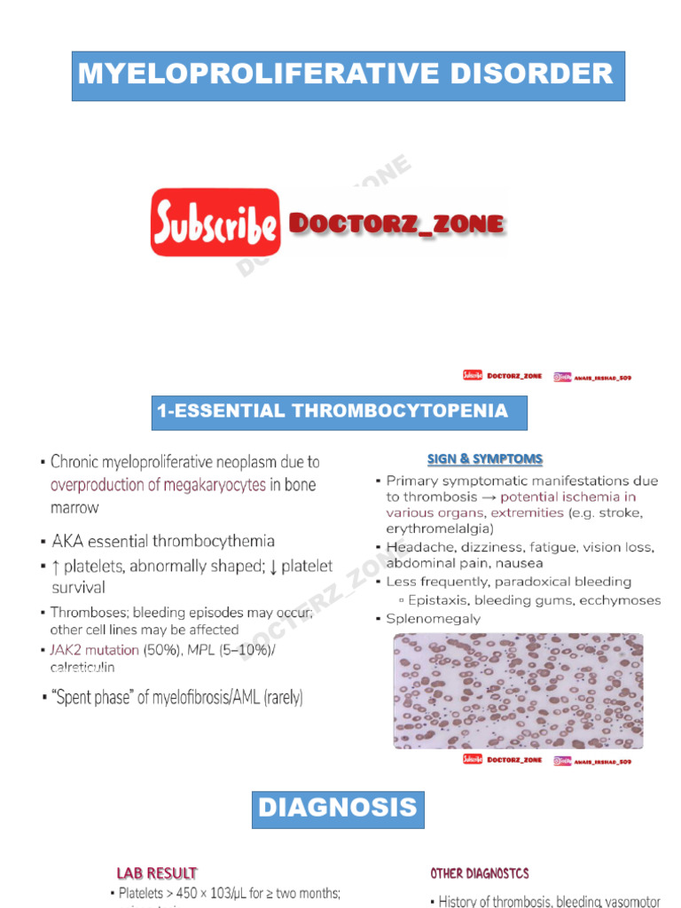 Myeloproliferative Disorders Overview | PDF