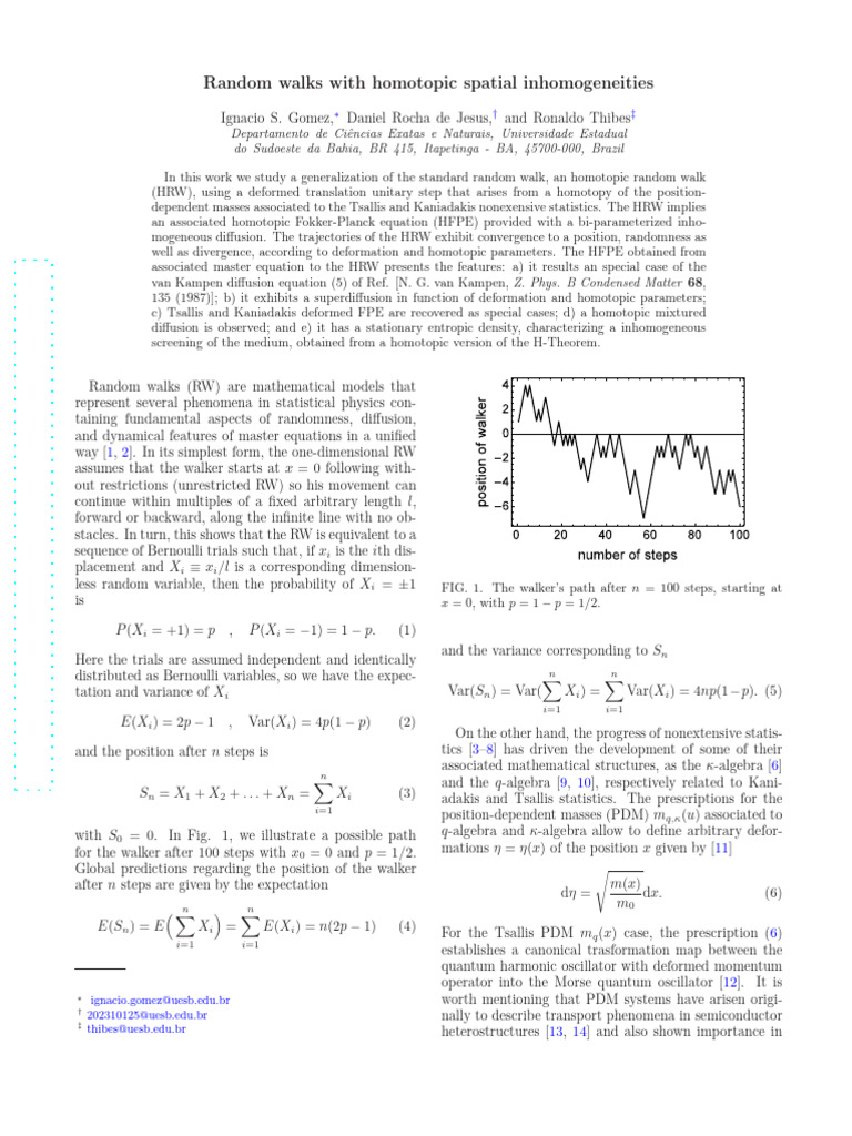 Random Walks Pdf Applied Mathematics Mathematics