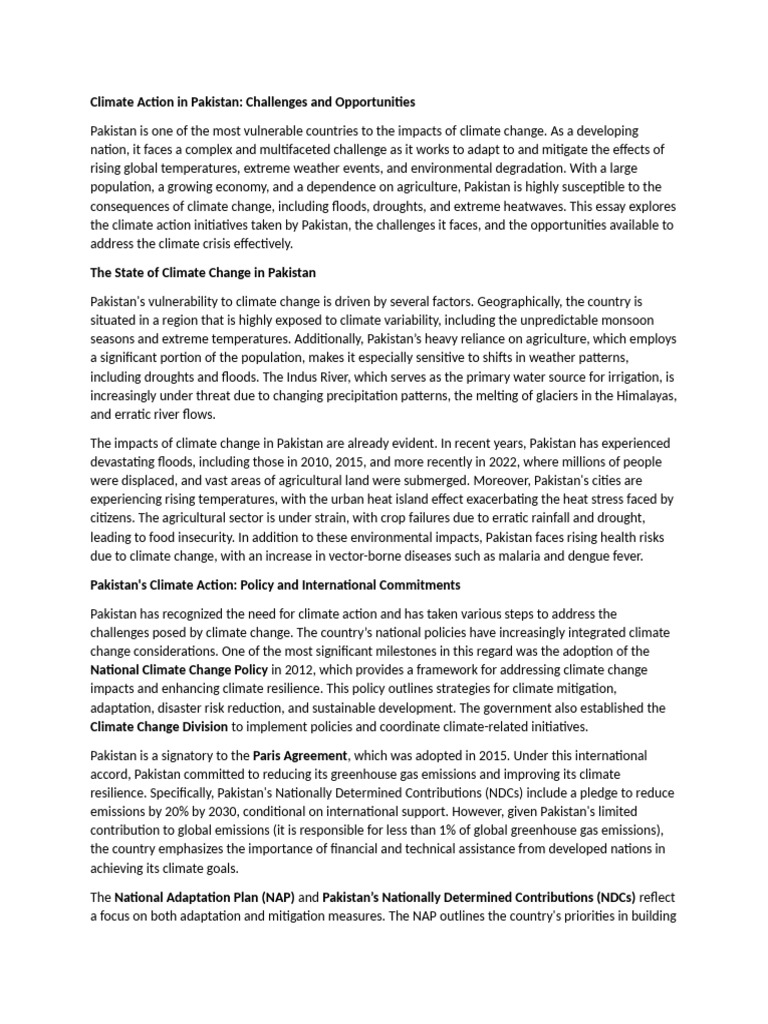 Climate Action Challenges in Pakistan | PDF | Climate Change Mitigation ...