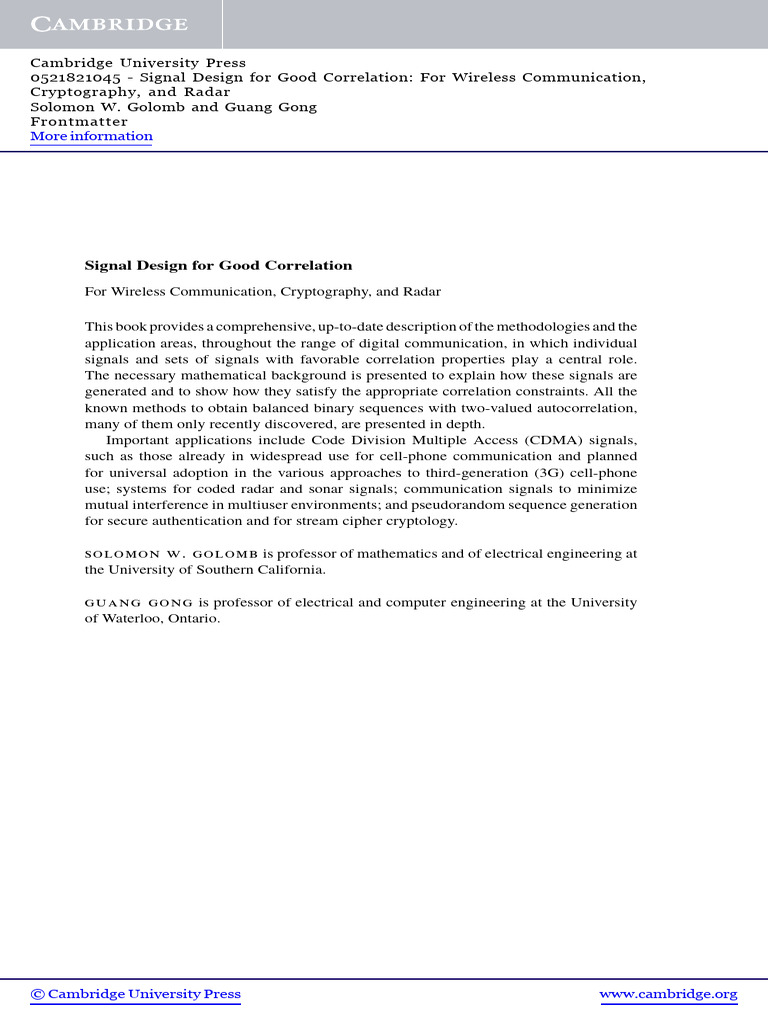 Signal Design Frontmatter | PDF | Polynomial | Convolution
