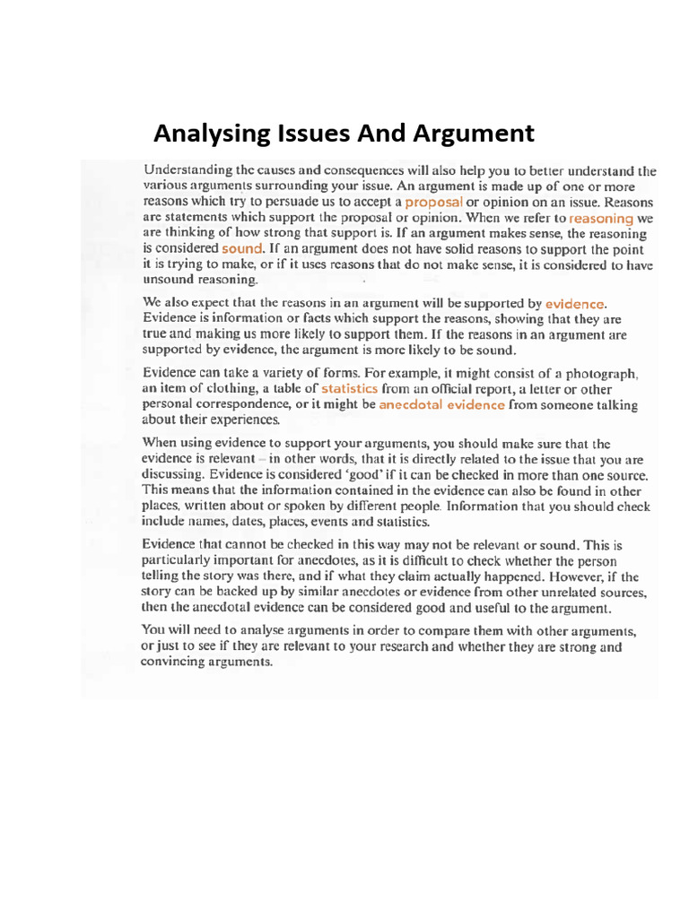 Analysing Issues and Argument PDF | PDF