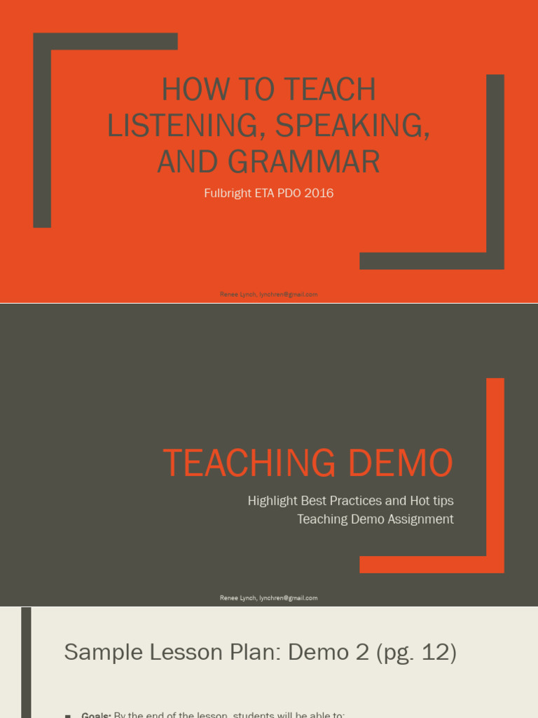 How To Teach Listening Speaking and Grammar | PDF | Vocabulary | Question