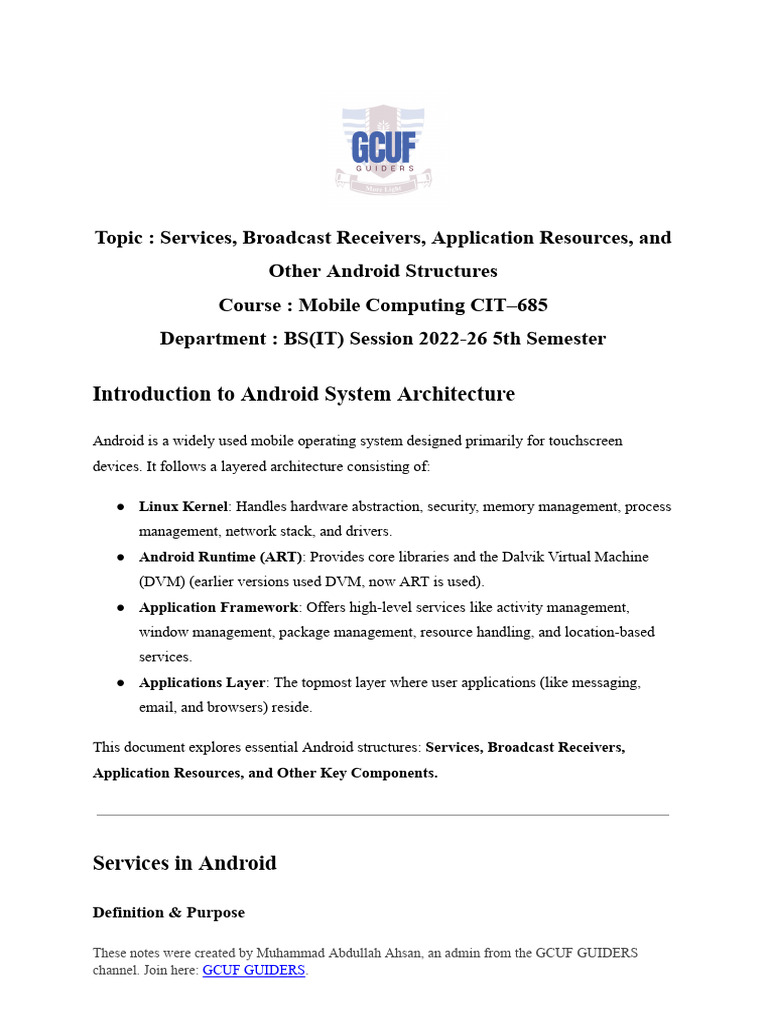 Android System Architecture Overview | PDF | Android (Operating System ...