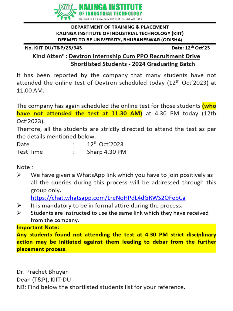 Devtron Test Alert for 2024 Batch | PDF