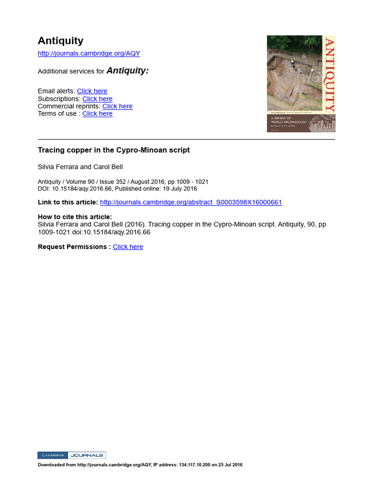 Cypro-Minoan Script and Copper Trade | PDF