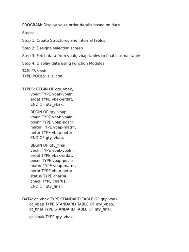 SAP Sales Order Display Program | PDF | Computer Programming | Computing
