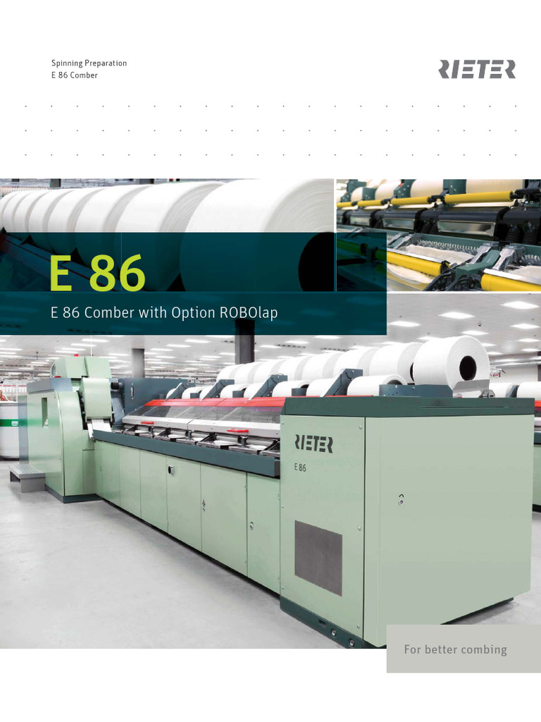 Rieter E 86 Comber Specifications | PDF