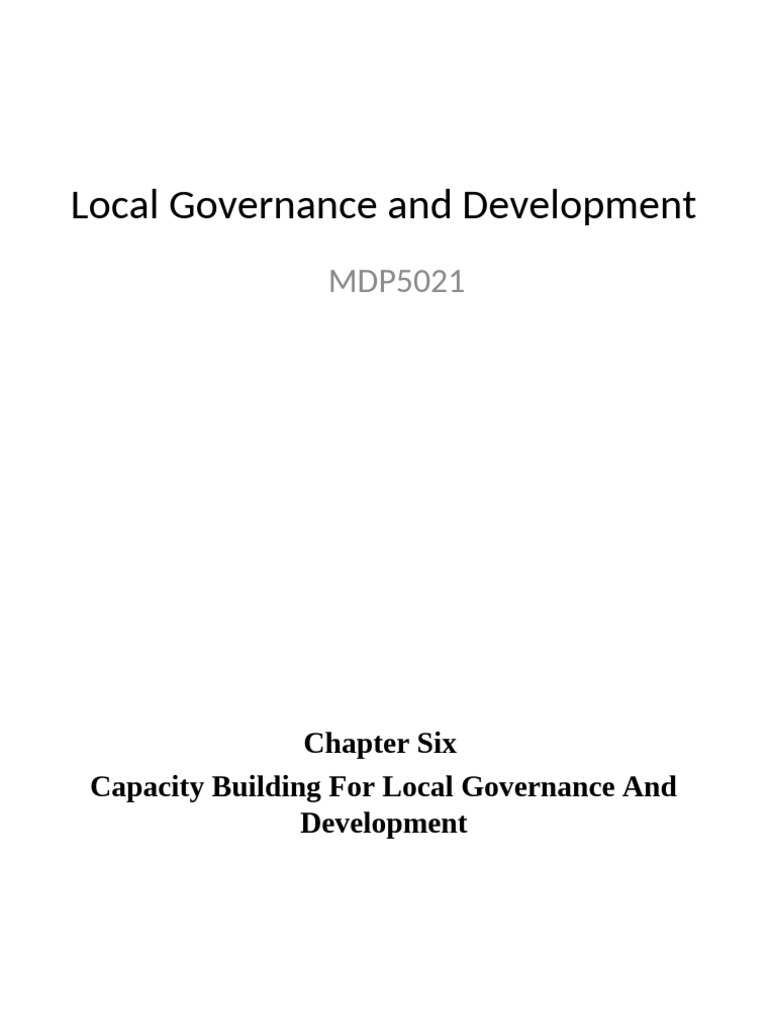 Capacity Building for Local Governance | PDF | Capacity Building ...