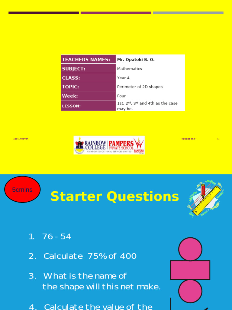25T2W4 Mathematics PPT On Perimeter | PDF | Length | Shape