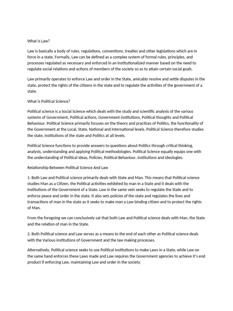 Law and Political Science Overview | PDF | State (Polity) | Science