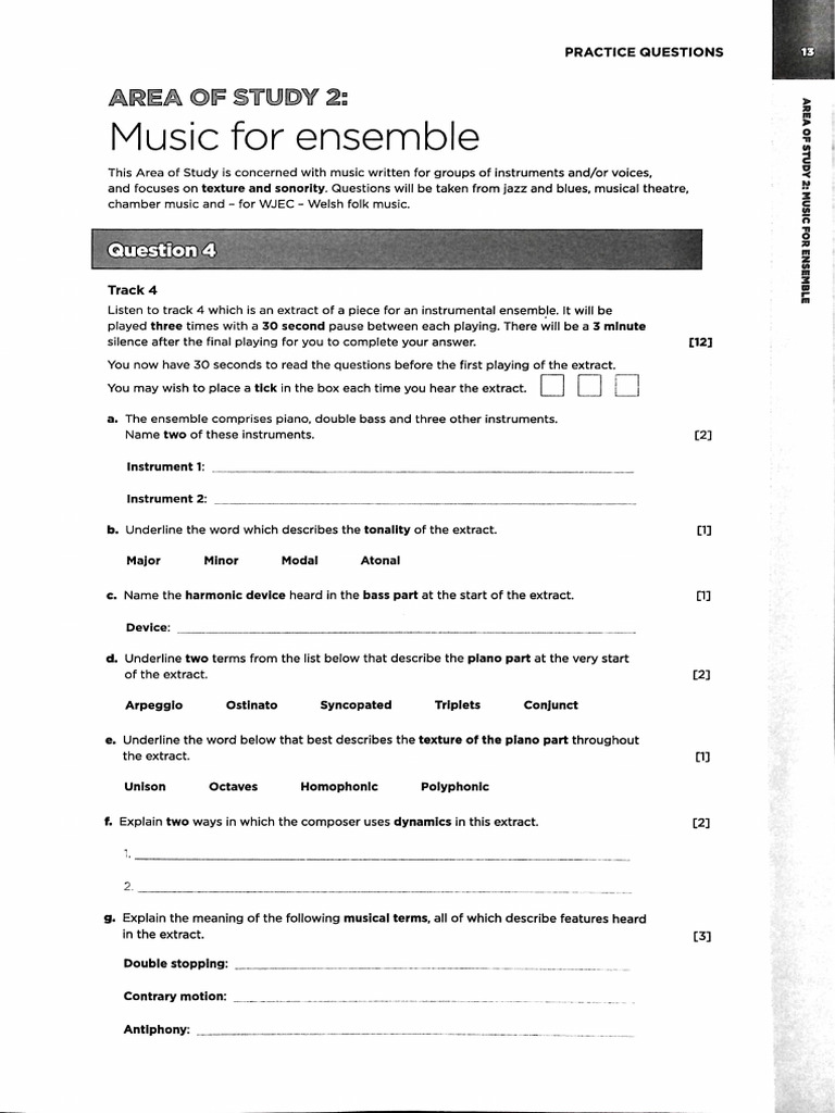 Music Listening Tests | PDF | Piano | Double Bass